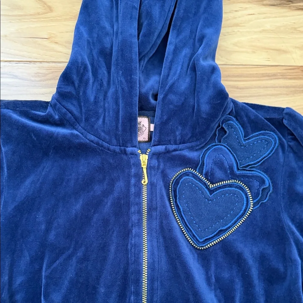 Women's Navy Royal Blue Velour Tracksuit with gold details Top XL Pant M - Picture 3 of 13